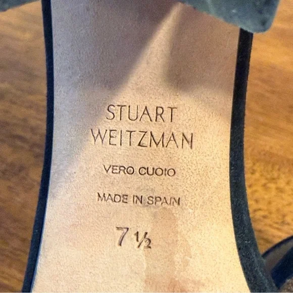 Stuart Weitzman Nearlynude ankle strap sandal black suede size 7.5 - Picture 10 of 12